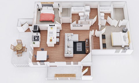 Floor plan for 2 beds, 2 baths, 1169 sqft
